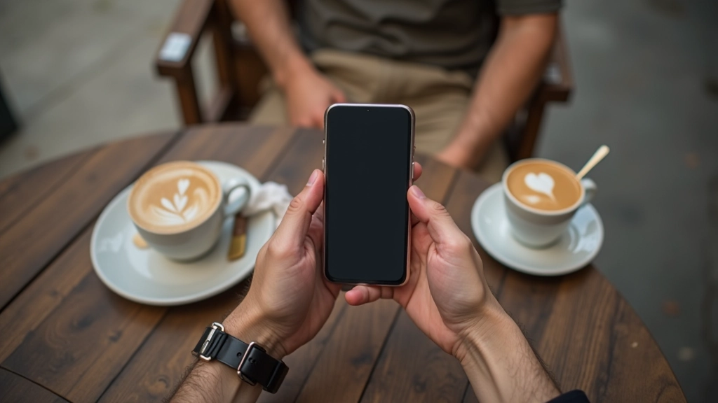 Osoba koja koristi mobilni telefon dok sjednu u kavu